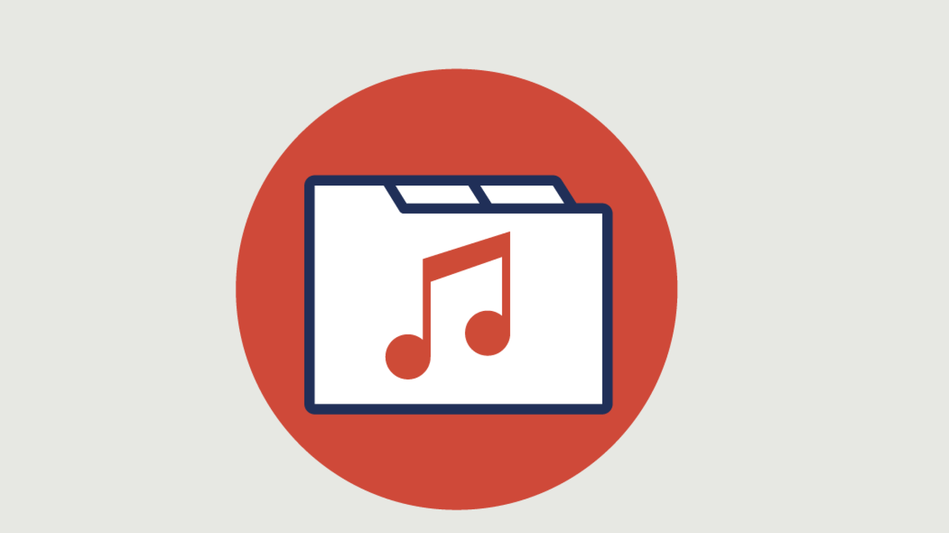 Music Bank_1051x596.png A red circular icon featuring a folder with a music note, representing a database music resources and materials.